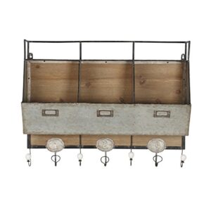 kate and laurel arnica rustic wood and metal wall storage pockets with hooks