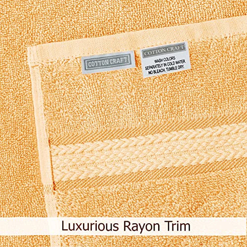 COTTON CRAFT Ultra Soft Hand Towel - Set of 6 Pure Cotton Plush Absorbent Quick Dry Easy Care Bathroom Face Towels - Everyday Luxury Hotel Spa Gym Shower Pool Beach Kitchen Travel Dorm -16x28- Yellow