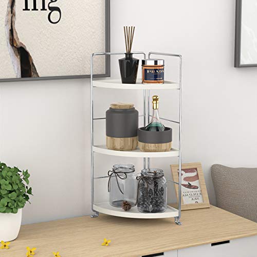 JANUS LiANG 3-Tier Bathroom Organizer Countertop - Makeup Organizer Cosmetic Holder Corner Storage Shelf Kitchen Spice Rack Standing Counter Shelf for Vanity, Bathroom, Bedroom, Kitchen