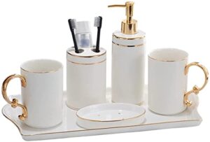 dvtel bathroom five-piece set, wash and gargle set, simple couple, brush teeth, gargle cup, ceramic bathroom supplies