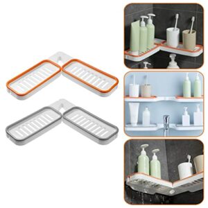 HEALLILY 2pcs Adhesive Shower Foldable Bathroom Storage Shelf Wall Mounted Kitchen Spice Rack Organizer No Drilling Shower Shampoo Holder for Bathroom Lavatory Washroom