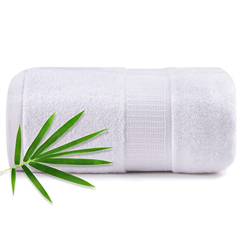 CANFOISON Bamboo Bath Sheet for Body, 1 Pack White Extra Large Bath Sheet Towel for Adult Kids Baby Luxury Super Soft Highly Absorbent Oversized Bathroom Towels 35" x 70"