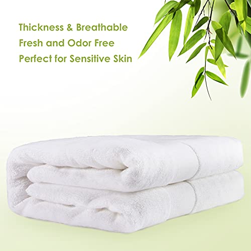 CANFOISON Bamboo Bath Sheet for Body, 1 Pack White Extra Large Bath Sheet Towel for Adult Kids Baby Luxury Super Soft Highly Absorbent Oversized Bathroom Towels 35" x 70"