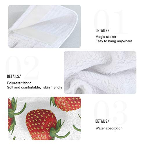 xigua 2 Pieces Strawberry Fruit Kitchen Towels with Hanging Loop, Soft Microfiber Absorbent Hanging Hand Towel for Kitchen Bathroom Mudroom Laundry Room, 12x17 in