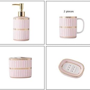DVTEL Ceramic Washing Set, Bathroom, Four-Piece Set, Couple's Home Bathroom, Toothbrush Cup Set (Color : Pink, Size : 5 Piece Set)