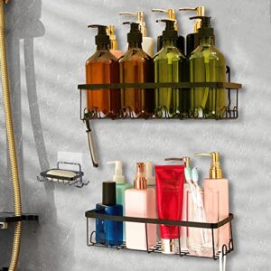 caicfyin 3-pack adhesive shower caddy,kitchen organization,easy to install and strong adhesion shower organizer,shower shelf with 16 hooks,large capacity and multifunction bathroom shower organizer