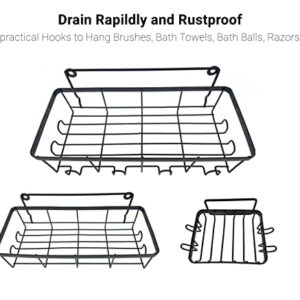 CAICFYIN 3-Pack Adhesive Shower Caddy,Kitchen Organization,Easy to Install and Strong Adhesion Shower Organizer,Shower Shelf with 16 Hooks,Large Capacity and Multifunction Bathroom Shower Organizer