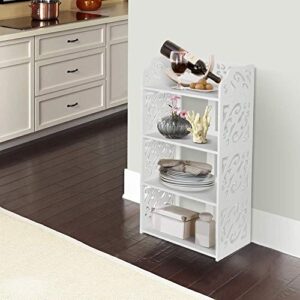 Small Shoe Rack for Entryway, 4 Tier Modern White Shoe Storage Shelf Wood Narrow Shoe Stand Organizer for Home Living Room Bedroom Hallway Closet