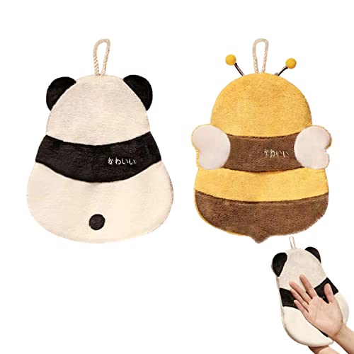 Pandas and Bees Funny Hand Towels - Cute Bathroom Kitchen Towels Decorative Pandas and Bees Decor Hanging Face Towels Absorbent Soft-Super Soft Highly Absorbent Towel for Bathroom