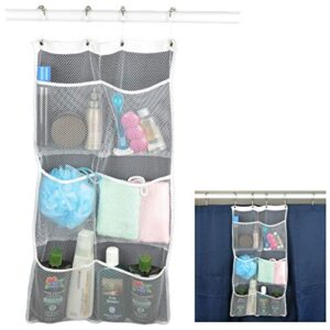 evelots 2 pack shower caddy/organizer-mesh-6 pockets-shampoo/soap/razor/baby bath toys-quick dry