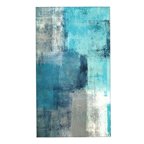 Hand Towel Modern Art Gry Turquoise Abstract Face Washcloths Fingertip Bath Towels 27.5 x 15.7 Inch Microfiber Quick Dry Soft Absorbent Luxury Kitchen Dish Cloth for Bathroom Beach Gym Sport