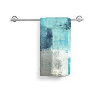 Hand Towel Modern Art Gry Turquoise Abstract Face Washcloths Fingertip Bath Towels 27.5 x 15.7 Inch Microfiber Quick Dry Soft Absorbent Luxury Kitchen Dish Cloth for Bathroom Beach Gym Sport