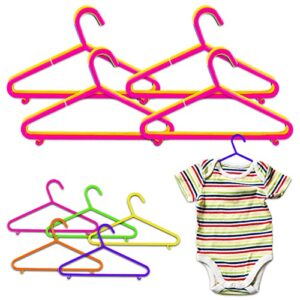 little mimos plastic baby hangers 40 pack-11.75 inch wide baby and childrens clothing hangers | assorted colors pink,green,yellow,orange,blue