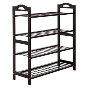 cygniz concise 16-pairs 4 tiers bamboo shoe rack storage for entryway home bedroom and office easy to assemble shoe organizer 26.77" x 9.84" x 28.74"