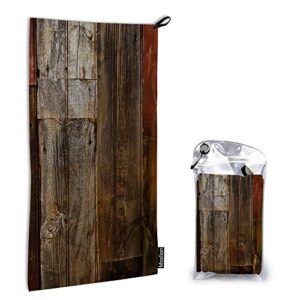 moslion quick dry hand towel rustic old barn wood door bath hand towel decorative for bathroom/kitchen 15x31 inch
