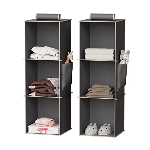 YOUDENOVA Hanging Closet Organizers and Storage, 3-Shelf Closet Hanging Storage Shelves for Closet, Set of 2