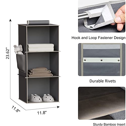 YOUDENOVA Hanging Closet Organizers and Storage, 3-Shelf Closet Hanging Storage Shelves for Closet, Set of 2