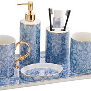 DVTEL Bathroom Toiletries Set Ceramic Five-Piece Set Bone China Bathroom Tooth Brush Mouthwash Cup