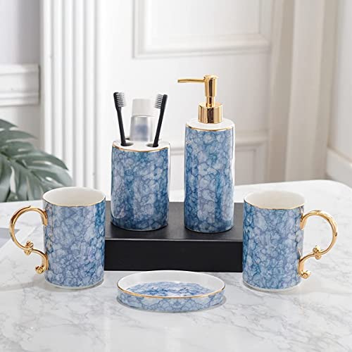 DVTEL Bathroom Toiletries Set Ceramic Five-Piece Set Bone China Bathroom Tooth Brush Mouthwash Cup