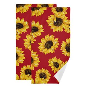 kigai towels sunflower pattern kitchen towels 100% cotton soft & absorbent towels for bathroom thick plush hand towel beach, pool, gym, yoga quick dry towel set 28.3x14.4in