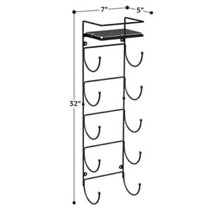 Sorbus Towel-Rack for Bathroom - Wall Mounted Metal Organization Rack with Wooden Top Shelf & 5 Tiers - Holds Full Sized Bath-Towels, Washcloths, Linens, & Hand-Towels - Easy Installation