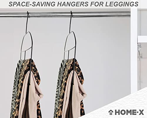 HOME-X Set of 2 Space-Saving Legging Hangers for Closet, Iron Organizer Hangers, Hang 6 Leggings, Yoga and Stretch Pants on One,15 ¼” L x 12 ¾” W, Black