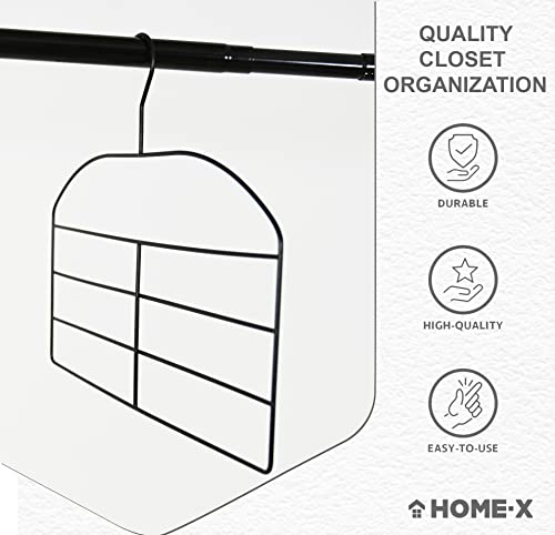 HOME-X Set of 2 Space-Saving Legging Hangers for Closet, Iron Organizer Hangers, Hang 6 Leggings, Yoga and Stretch Pants on One,15 ¼” L x 12 ¾” W, Black