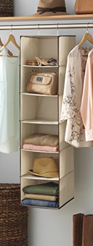 Whitmor Canvas Heavy Duty 6 Shelf Hanging Accessory Bag