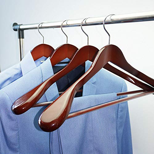 Coat Hanger 8-Pack, MEQUTION Wood Hangers Trouser Hangers Extra Wide Shoulder Wooden Hangers for Heavy Coat, Sweater, Skirt, Suit, Pants, Retro Finish (Retro Finish)