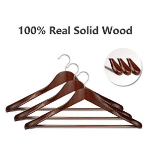 Coat Hanger 8-Pack, MEQUTION Wood Hangers Trouser Hangers Extra Wide Shoulder Wooden Hangers for Heavy Coat, Sweater, Skirt, Suit, Pants, Retro Finish (Retro Finish)