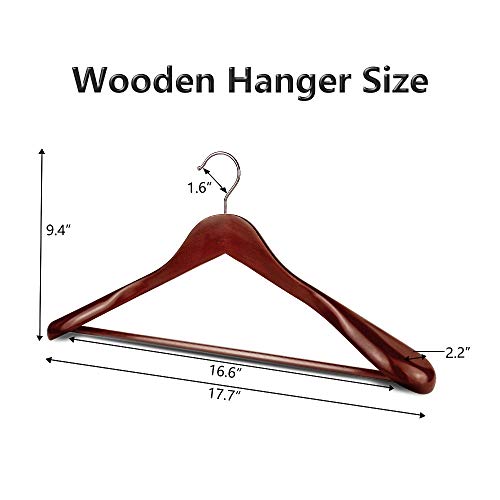 Coat Hanger 8-Pack, MEQUTION Wood Hangers Trouser Hangers Extra Wide Shoulder Wooden Hangers for Heavy Coat, Sweater, Skirt, Suit, Pants, Retro Finish (Retro Finish)