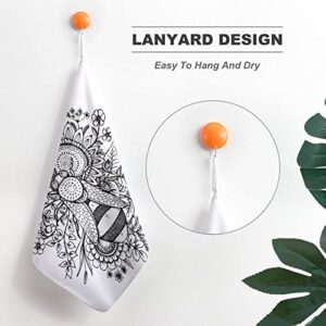 Lurnise Hand Towel Bee and Flower Hand Towels Dish Towel Lanyard Design for Bathroom Kitchen Sports