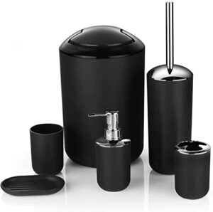 dvtel plastic bathroom six-piece bathroom suit liquid bottle toilet brush cup toothbrush cup soap box (color : black)