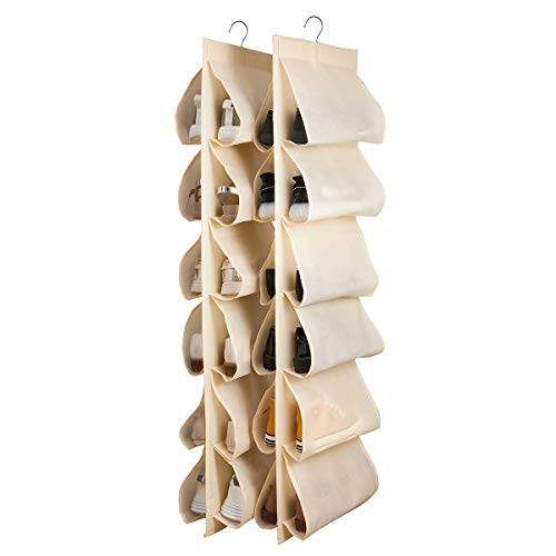 JIAMI HOME Closet Shoe Rack for Closet Shoe Storage Organizer 2 Pack Shoe Holder with Hanger