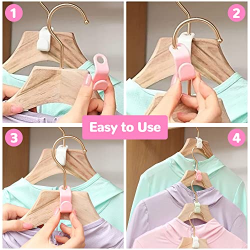 100 Pcs Clothes Hanger Connector Hooks Plastic Hanger Hooks for Clothes, Hanger Hooks Space Saver for Plastic Hangers