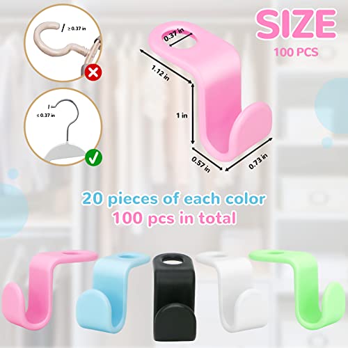 100 Pcs Clothes Hanger Connector Hooks Plastic Hanger Hooks for Clothes, Hanger Hooks Space Saver for Plastic Hangers