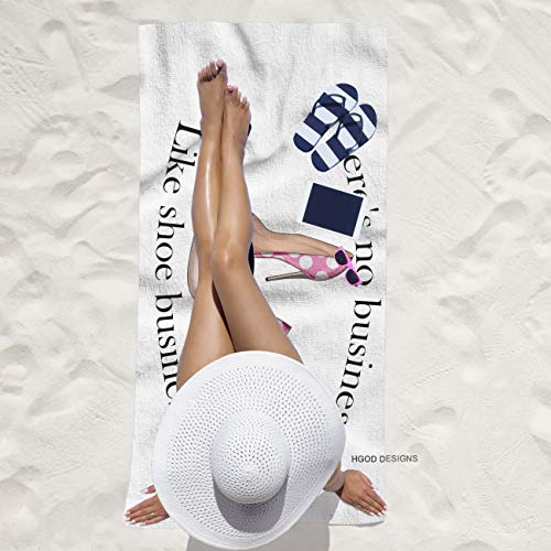 HGOD DESIGNS Bath Towel High Heel,Funny Quotation Theres No Bussiness Like Shoe Bussiness Bath Towel Throw Blanket Beach Towel 64" Lx32 W