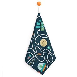 Lurnise Hand Towel Planet Hand Towels Dish Towel Lanyard Design for Bathroom Kitchen Sports