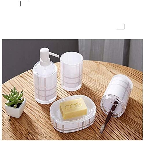 Acrylic Mouthwash Cup Toothbrush Holder Tooth Cup Soap Dish Soap Dish (Color : White, Size : 4 Piece Set)