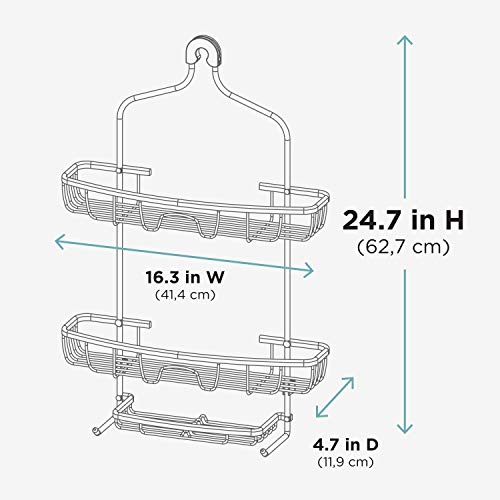 Zenna Home NeverRust Aluminum Extra Wide Hanging Shower Caddy, Satin Chrome