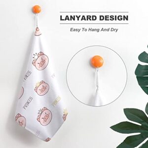 Lurnise Hand Towel Pig Hand Towels Dish Towel Lanyard Design for Bathroom Kitchen Sports