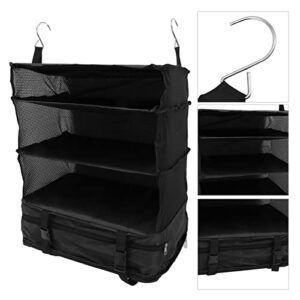 BestAlice Portable Hanging Travel Shelves Bag, 3 Shelf Hanging Clothes Bag for Travel, Large Capacity Hanging Suitcase Organizer, Foldable Hanging Packing Cube Organizer Suitcase Storage