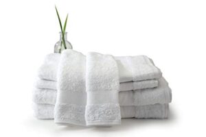 100% organic cotton luxury towel set,6 piece,700 gsm,ultra soft,high absorbant,bathroom,hotel,spa,gots certified,fair trade certified,2 bath towels 30x54,2 hand towels 20x30,2 wash cloths 13x13,white