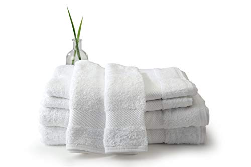 100% Organic Cotton Luxury Towel Set,6 Piece,700 GSM,Ultra Soft,High Absorbant,Bathroom,Hotel,Spa,GOTS Certified,Fair Trade Certified,2 Bath Towels 30x54,2 Hand Towels 20x30,2 Wash Cloths 13x13,White