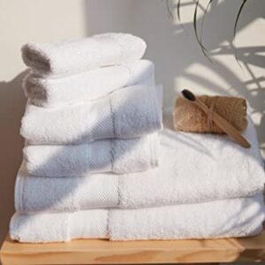 100% Organic Cotton Luxury Towel Set,6 Piece,700 GSM,Ultra Soft,High Absorbant,Bathroom,Hotel,Spa,GOTS Certified,Fair Trade Certified,2 Bath Towels 30x54,2 Hand Towels 20x30,2 Wash Cloths 13x13,White