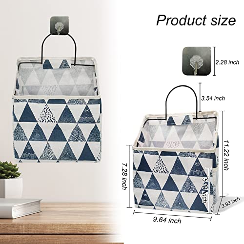 WisePoint Waterproof Wall Hanging Closet Organizer, Cotton Over The Door Organizer with Side Mesh Pockets, Large Capacity Hanging Basket for Bathroom, Bedroom, Kitchen, Office (Triangle)