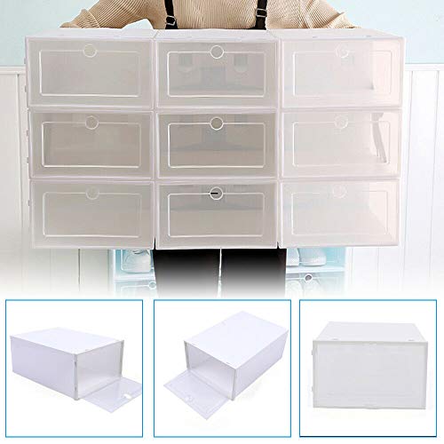 GDAE10 20pcs Shoe Storage Boxes Clear Shoe Box Storage Containers Shoe Box Clear Plastic Stackable Foldable Shoe Storage Box Sets Home Organizer for Sneaker Display(12.9”*9”*5.5”)
