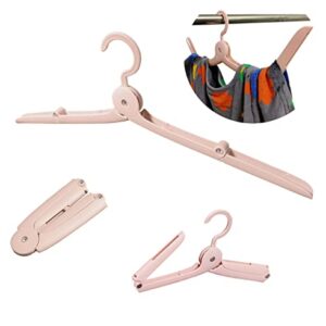 Fineget Foldable Travel Clothes Hangers Portable Plastic Clothing Coat Carry-on Hangers Saving Space Hangers Light Weight Drying Rack for Travel Pink