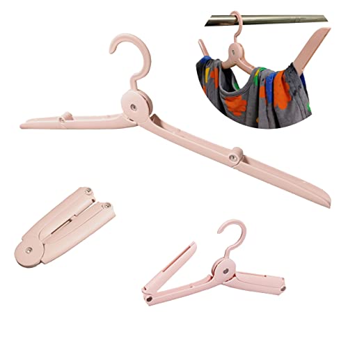 Fineget Foldable Travel Clothes Hangers Portable Plastic Clothing Coat Carry-on Hangers Saving Space Hangers Light Weight Drying Rack for Travel Pink