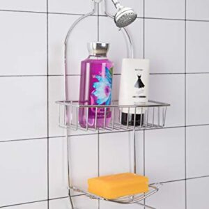 Basicwise Metal Wire Hanging Bathroom Shower Storage Rack,Chrome,QI003490